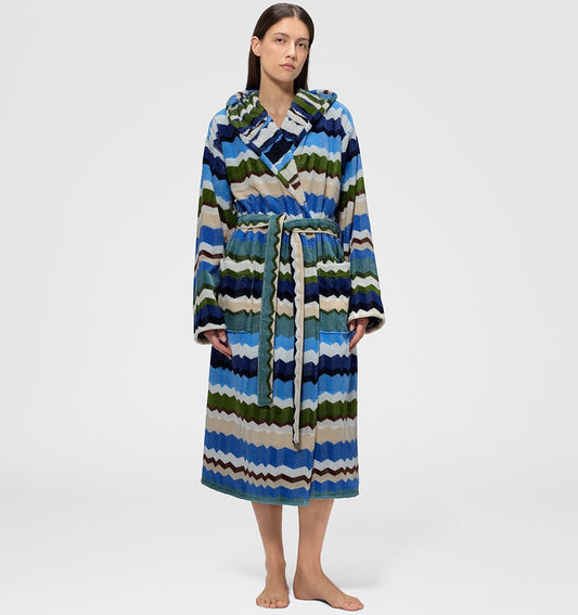 Hooded Bathrobe EVA MISSONI HOME TURQUOISE - HomeFashion
