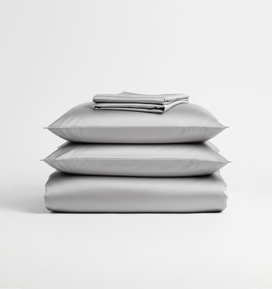 Plain Satin Duvet Coiver Set GREY - HomeFashion