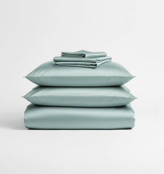 Plain Satin Duvet Cover Set MINT BLUE - HomeFashion