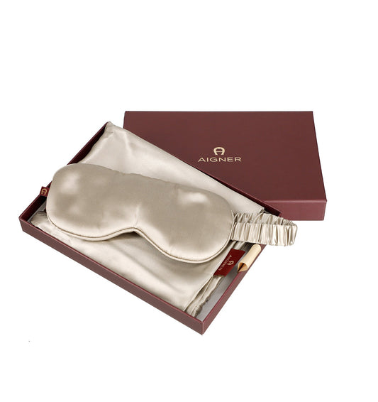 Silent Set of Mulberry silk pillowcase and sleep mask beige - HomeFashion
