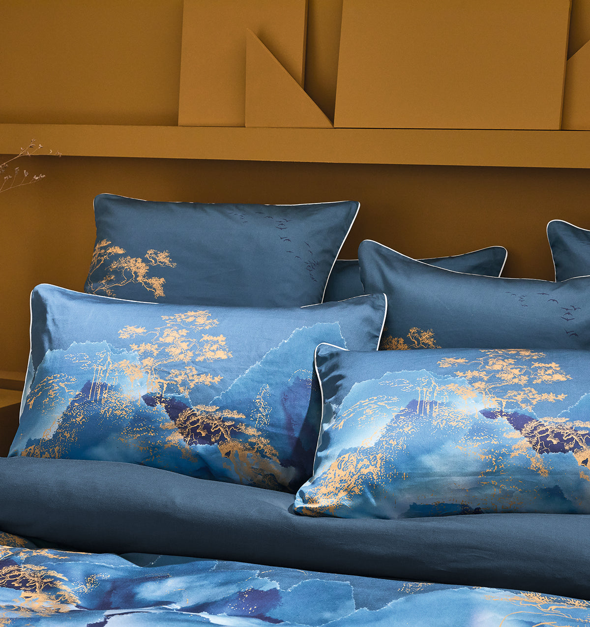 French satin bed sheet FUJI NIGHT