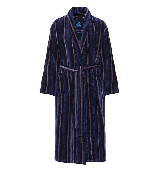 Organic cotton bathrobe NAVY BLUE STRIPES - HomeFashion