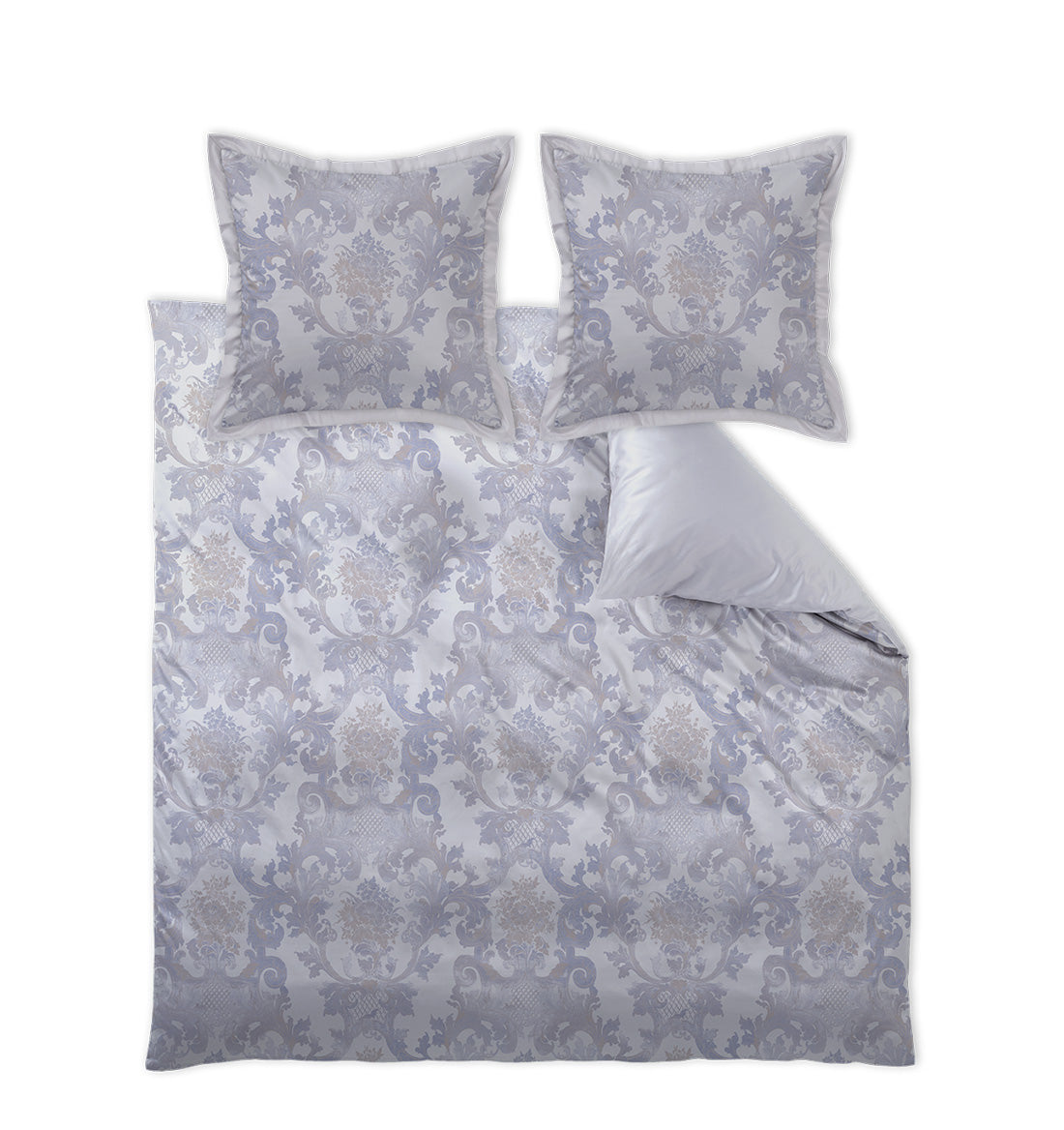 Maco-satin bed linen LOUIS XIV SILVER BLUE