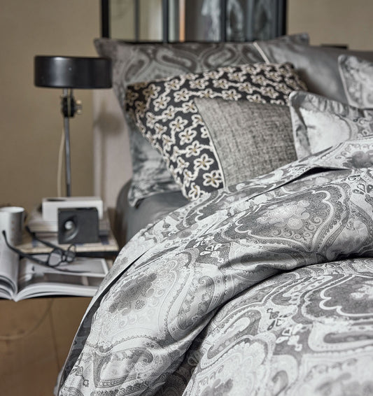 Premium satin duvet cover SHALIMAR GREY - HomeFashion