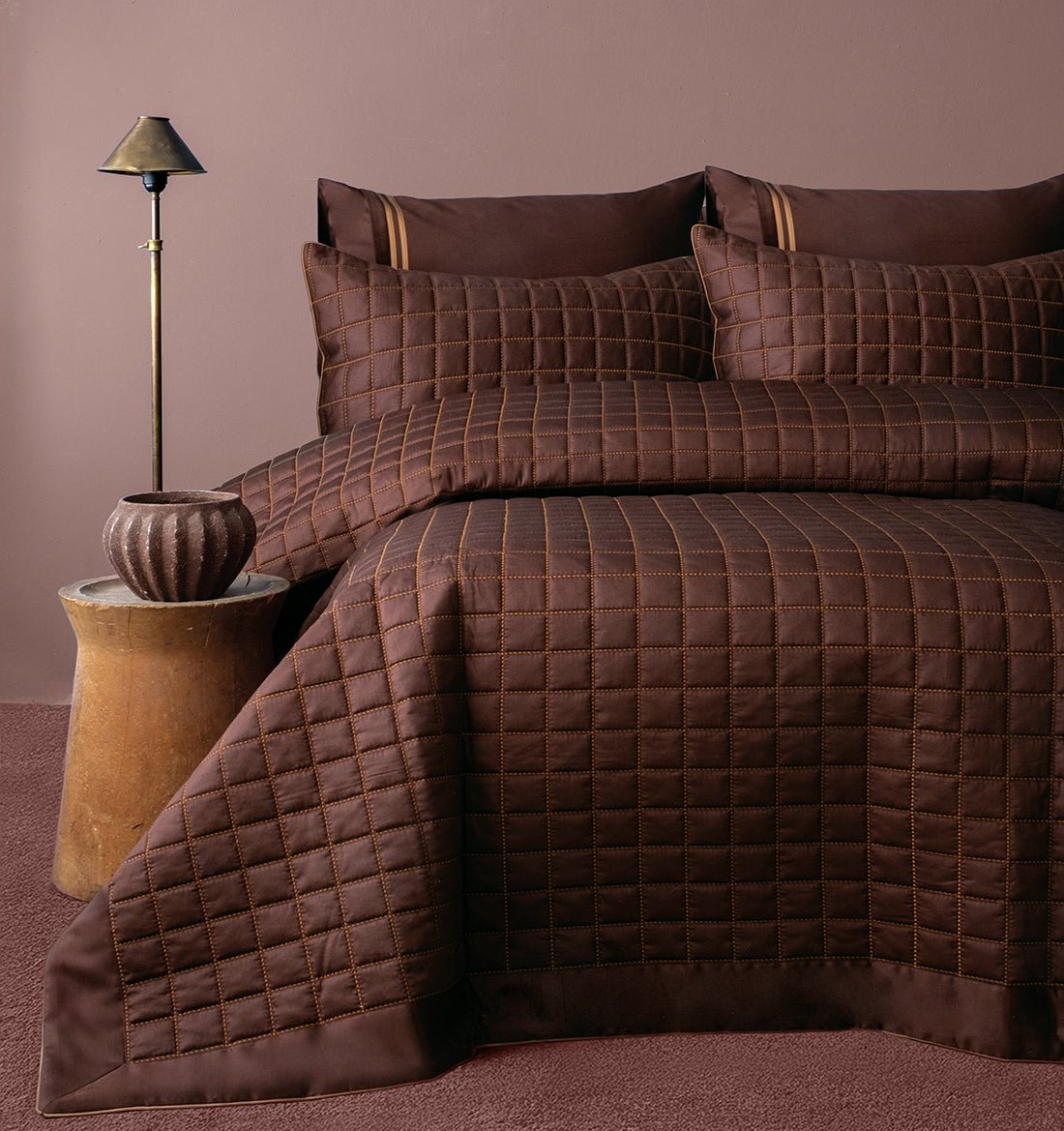 Bedspread BOLIGIA BROWN with pillowcases - HomeFashion