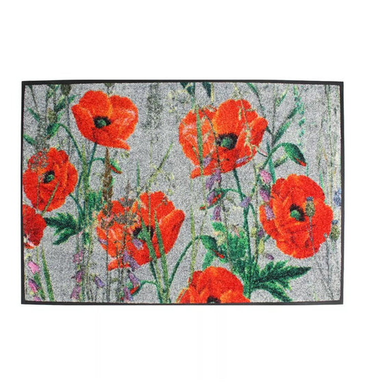 Decorative door mat COQUELICOTS ROUGE - HomeFashion