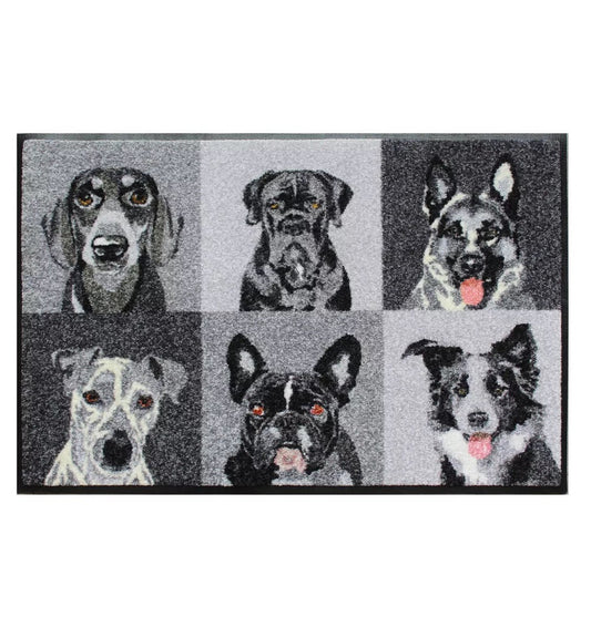 Decorative door mat PORTRAIT DE CHIENS BLACK - HomeFashion