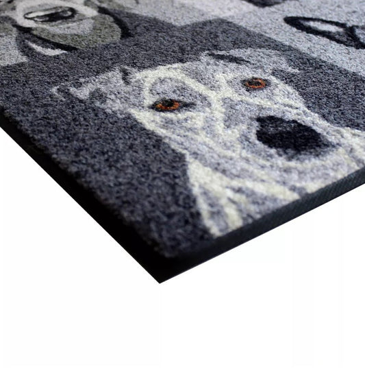 Decorative door mat PORTRAIT DE CHIENS BLACK - HomeFashion