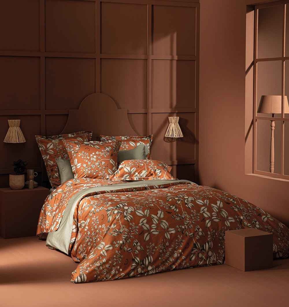 Duvet cover FLEURS D'ORANGER ROUILLE - HomeFashion