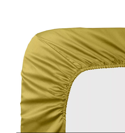 Premium satin fitted sheet CURRY