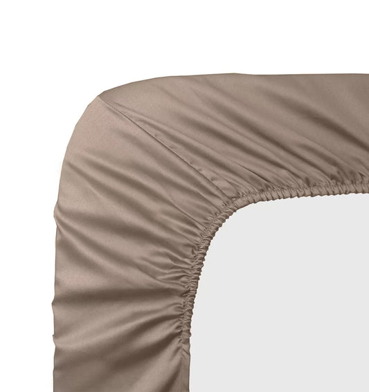 Premium satin fitted sheet SMOKY PINKISH-BEIGE