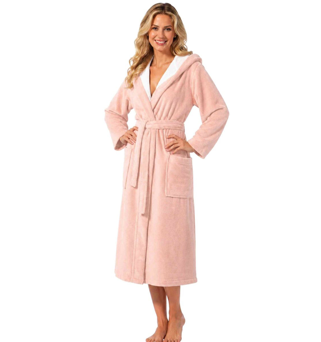 Plush Bamboo Hooded bathrobe GEENA PEACH