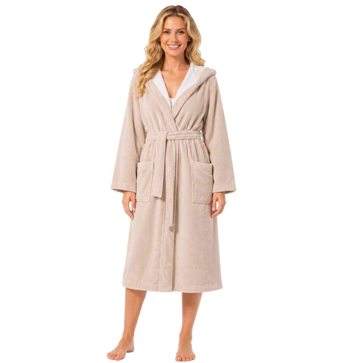 Plush hooded women's bathrobe GEENA