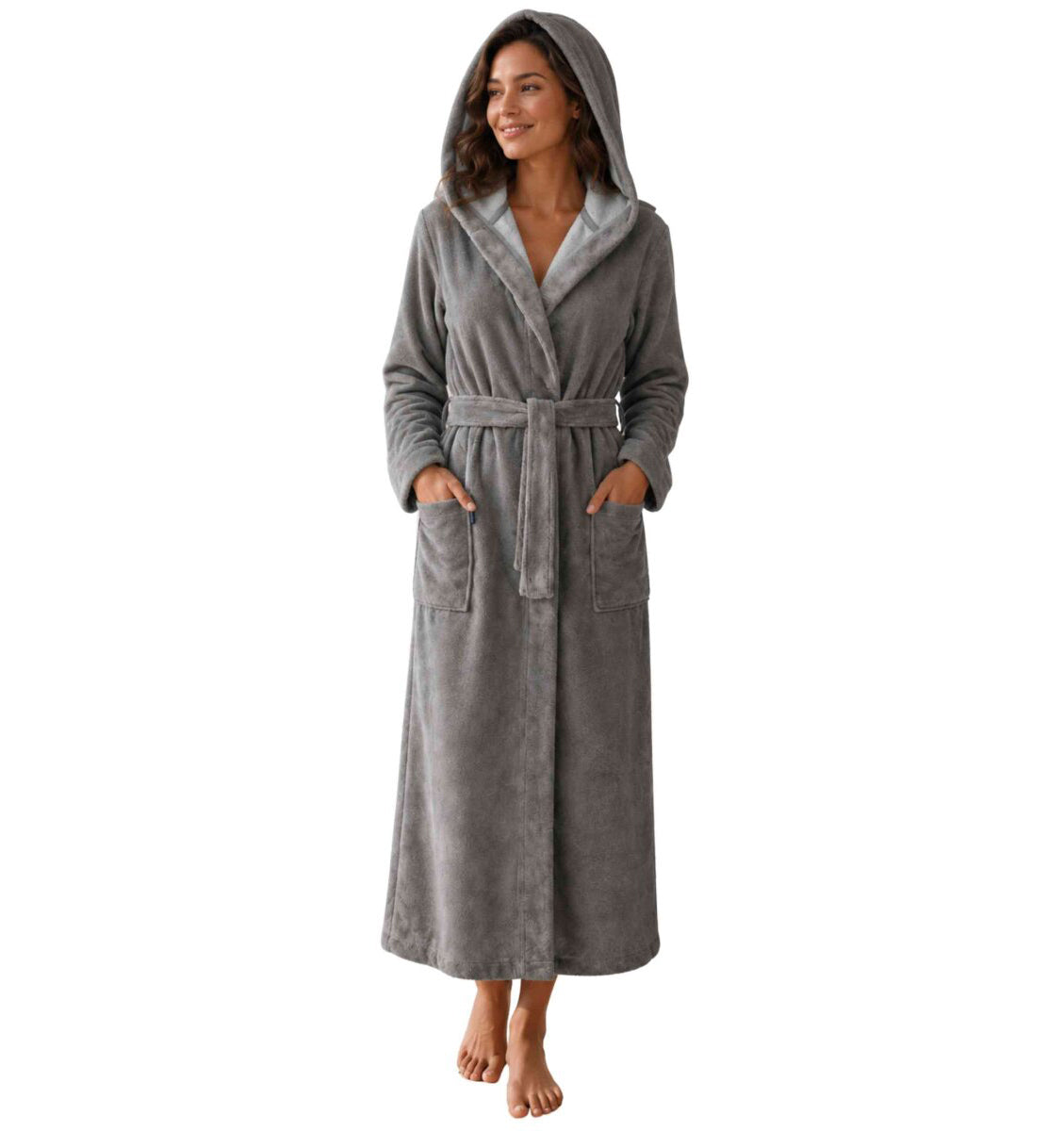 Long Plush Bamboo Hooded bathrobe GEENA
