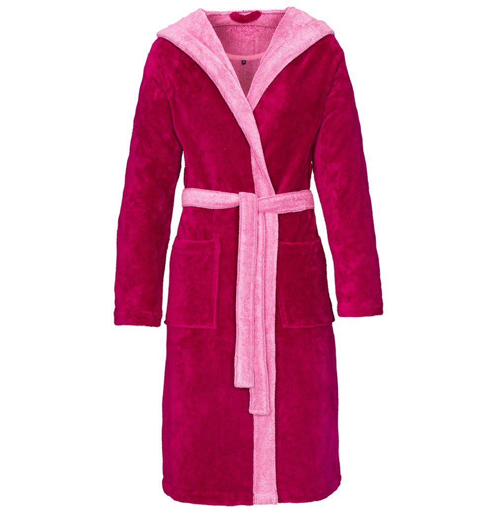 Hooded bathrobe POPPY CRANBERRY - HomeFashion