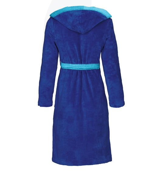 Hooded bathrobe POPPY REFLEX BLUE - HomeFashion