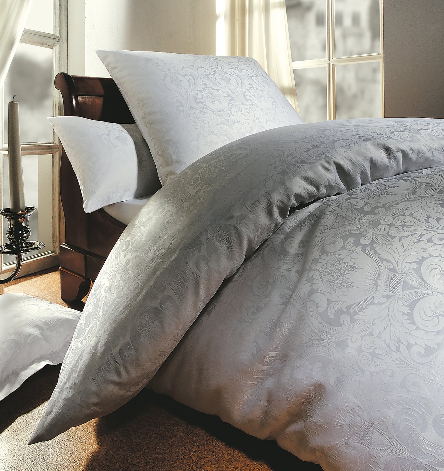 Maco-satin bed linen FLORENZ WHITE - HomeFashion