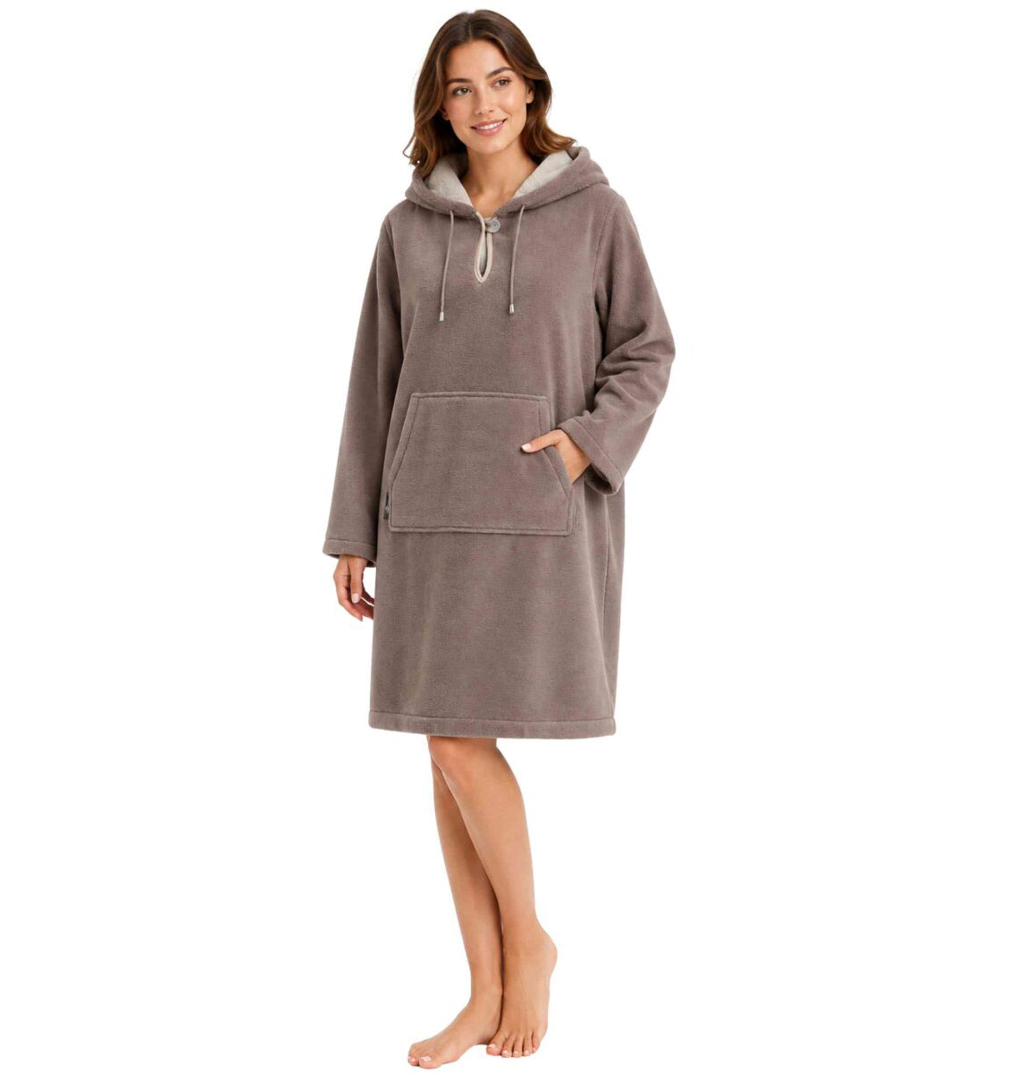 Women's Hooded Poncho MALU TAUPE