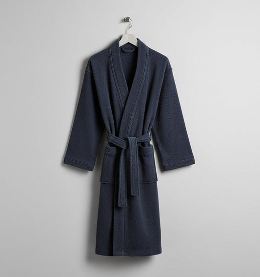 Men's bathrobe BEE WAFFLE NAVY - HomeFashion