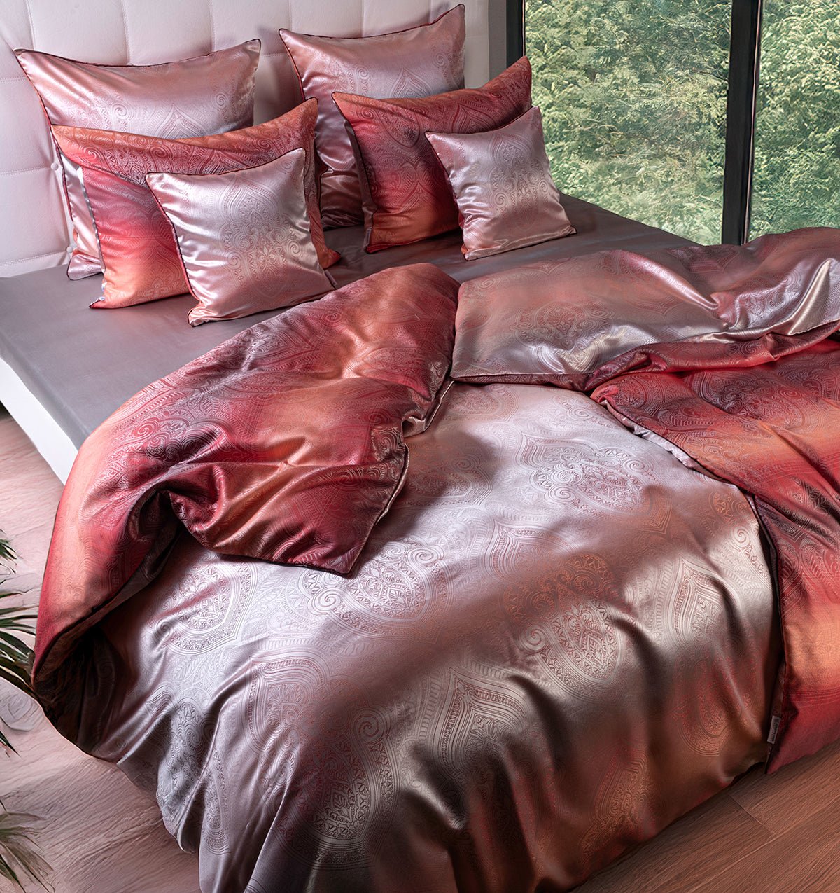 Mulberry silk duvet cover LYRA CERISE RED - HomeFashion