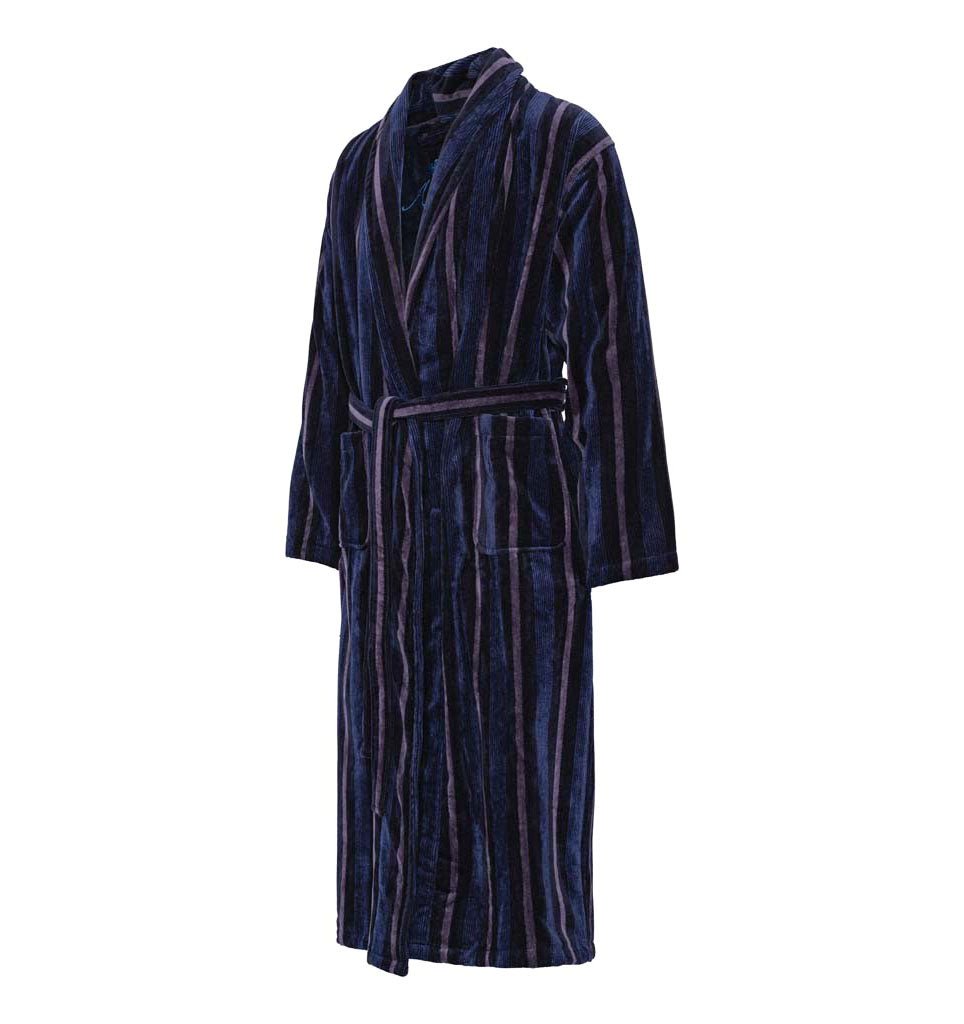Organic cotton bathrobe NAVY BLUE STRIPES - HomeFashion