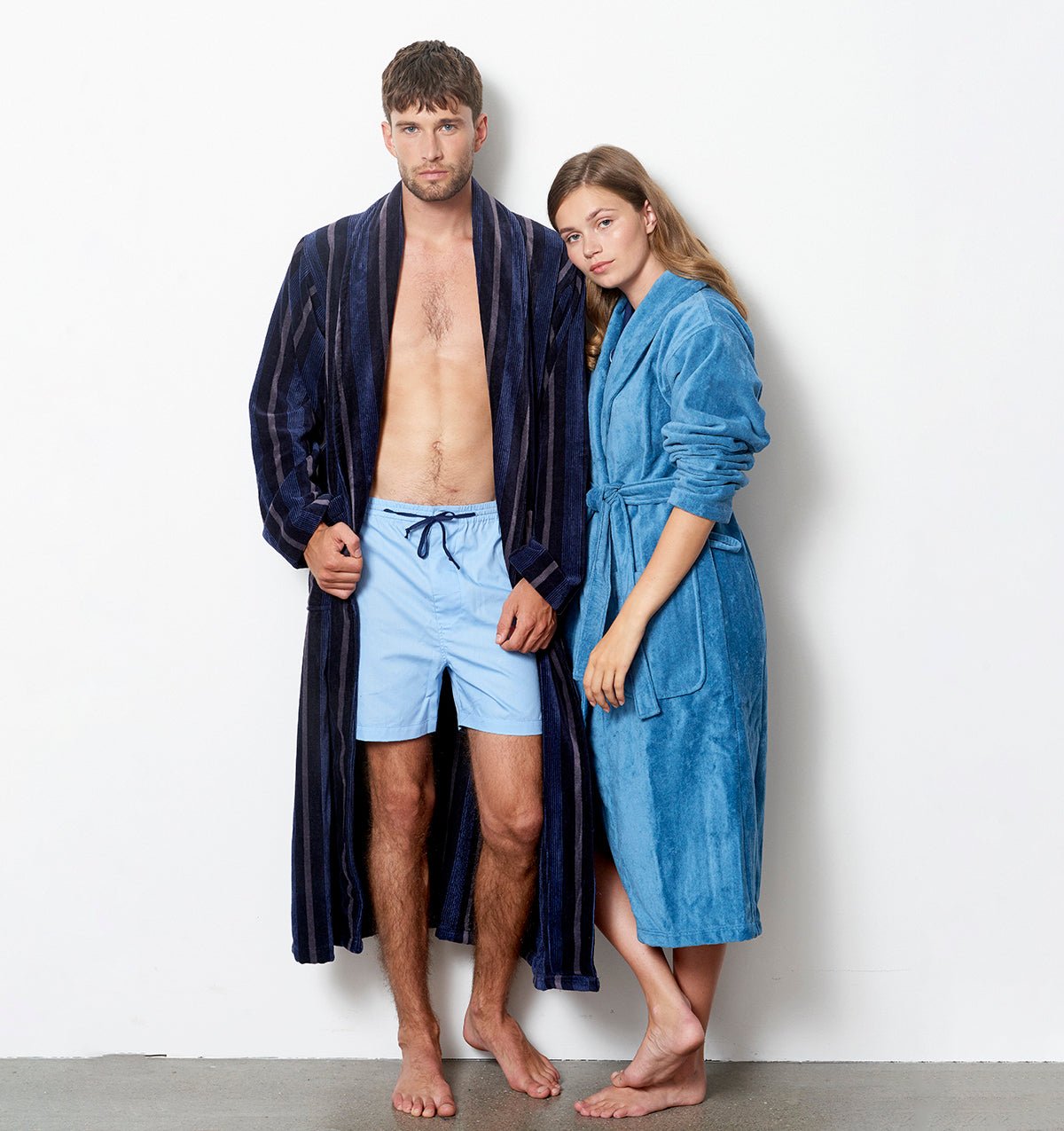 Organic cotton bathrobe NAVY BLUE STRIPES - HomeFashion