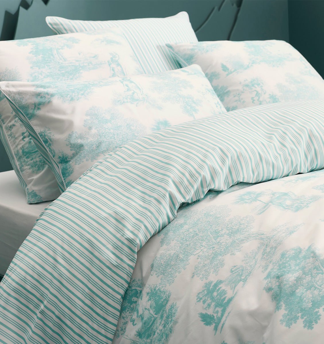 Percale duvet cover POESIE AQUA - HomeFashion