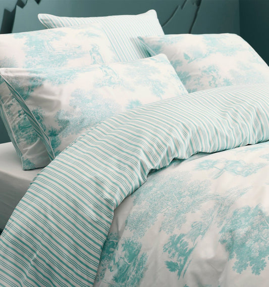 Percale duvet cover POESIE AQUA - HomeFashion