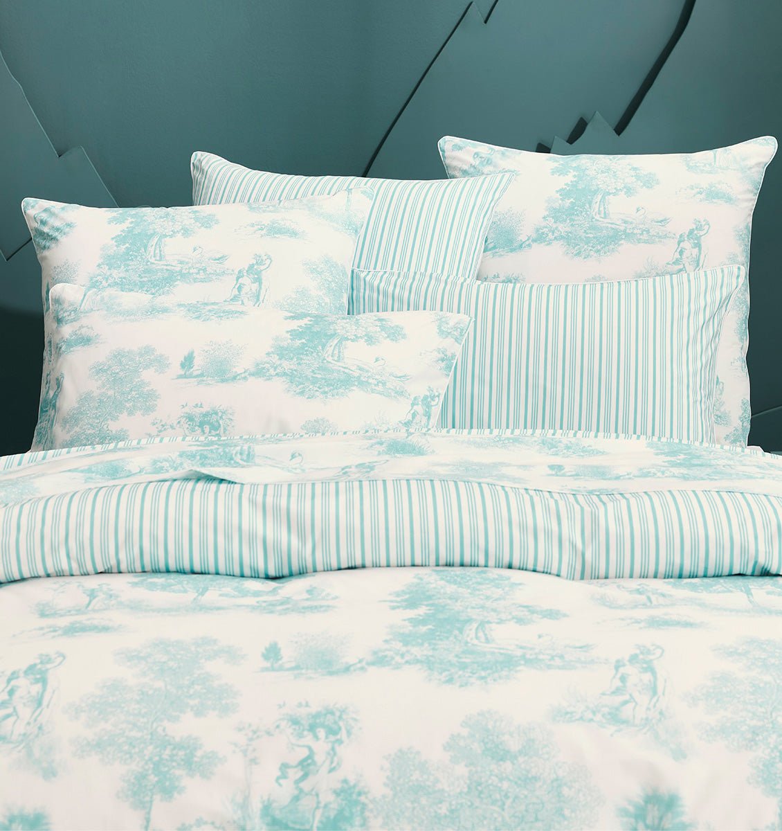 Percale duvet cover POESIE AQUA - HomeFashion