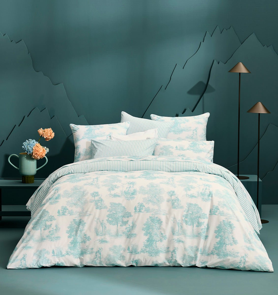Percale duvet cover POESIE AQUA - HomeFashion