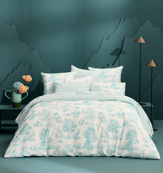 Percale duvet cover POESIE AQUA - HomeFashion