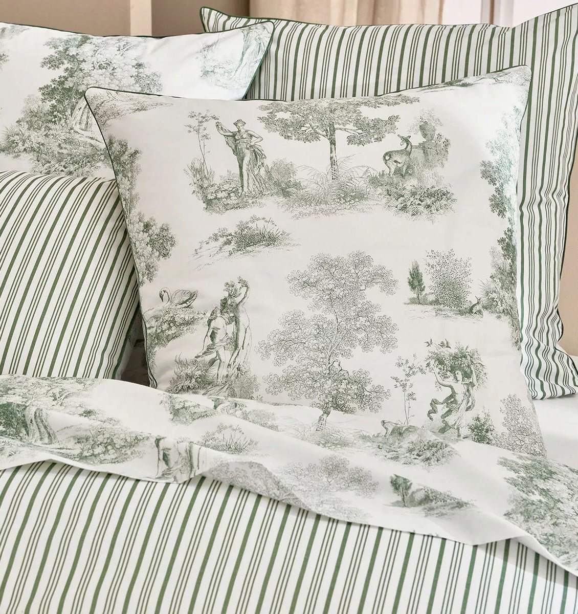 Percale pillowcase POESIE OLIVE - HomeFashion