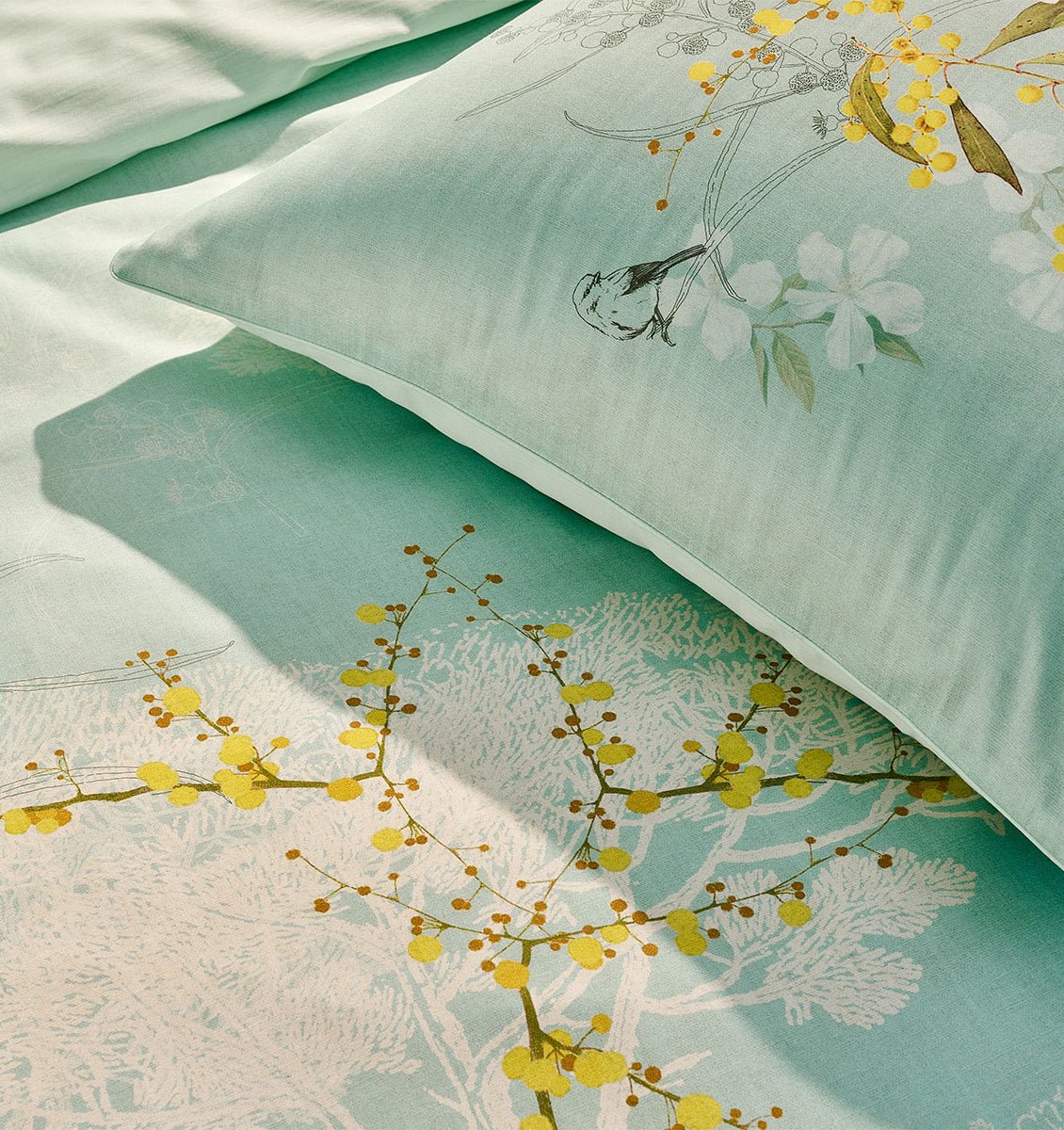 Pillowcase MIMOSAS D'ETE TURQUOISE - HomeFashion