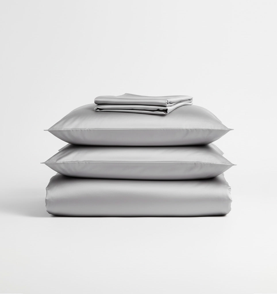Plain Satin Duvet Coiver Set GREY - HomeFashion