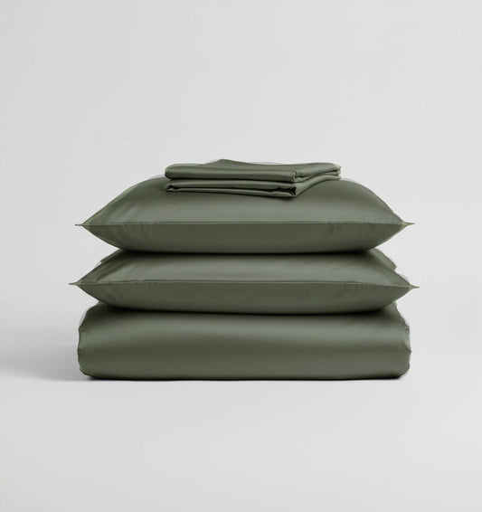 Plain Satin Duvet Cover Set GREEN - HomeFashion