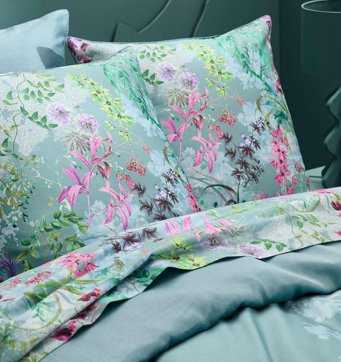 French satin duvet cover set FROSTED WOODY SHADES