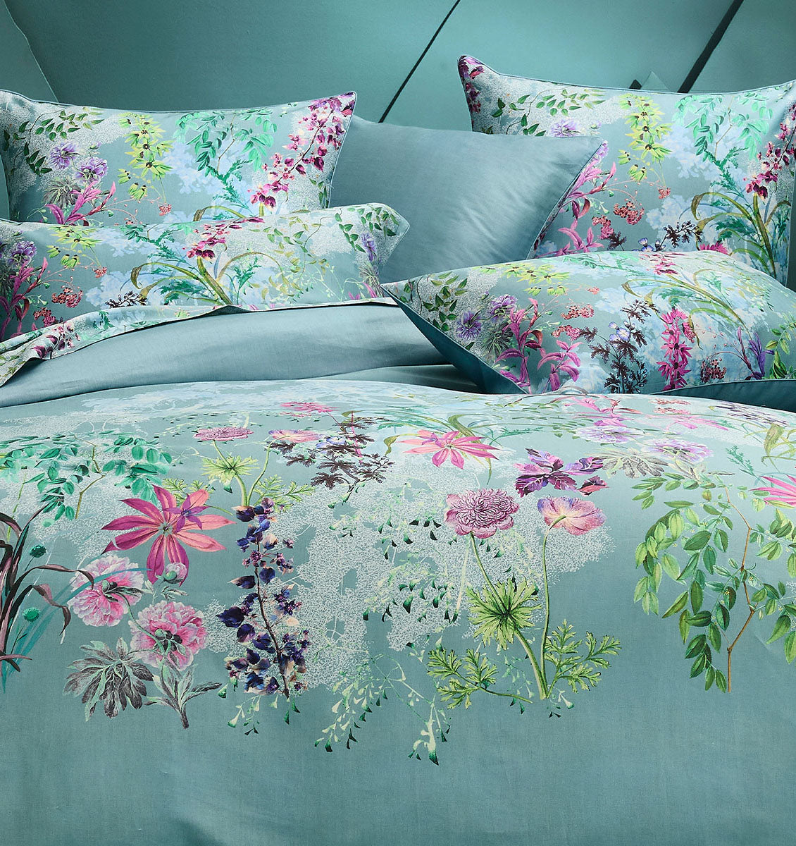 French satin duvet cover set FROSTED WOODY SHADES
