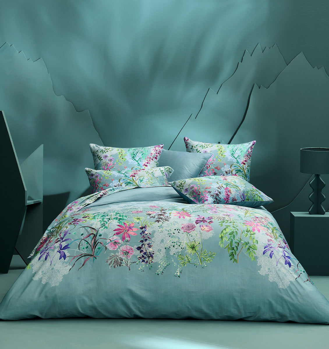 French satin duvet cover set FROSTED WOODY SHADES