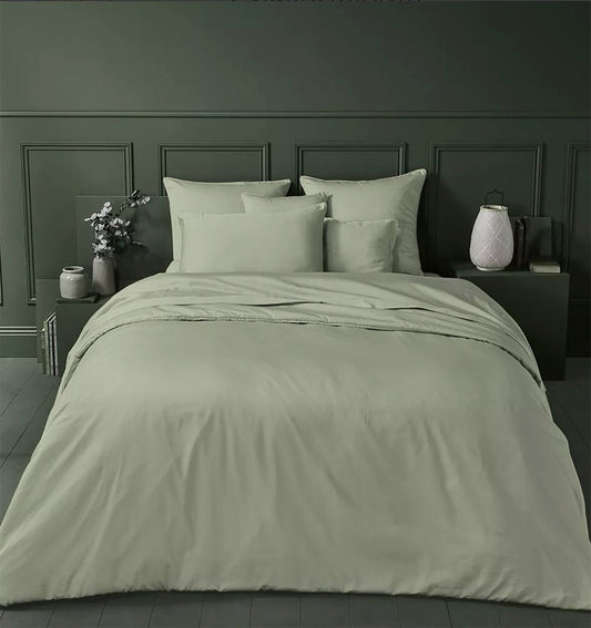 Satin duvet cover AVA UNI LICHEN - HomeFashion