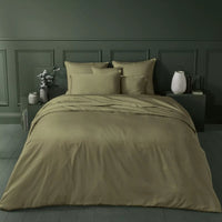 Satin duvet cover AVA UNI OLIVE - HomeFashion