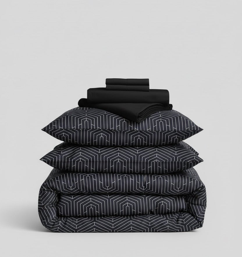 Satin Duvet Cover Set STRADA BLACK - HomeFashion