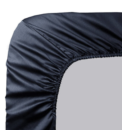 Satin bottom fitted sheet AVA UNI BLUE NUIT - HomeFashion