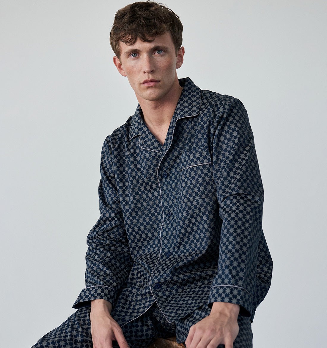 Satin pyjama organic cotton BLUE - HomeFashion