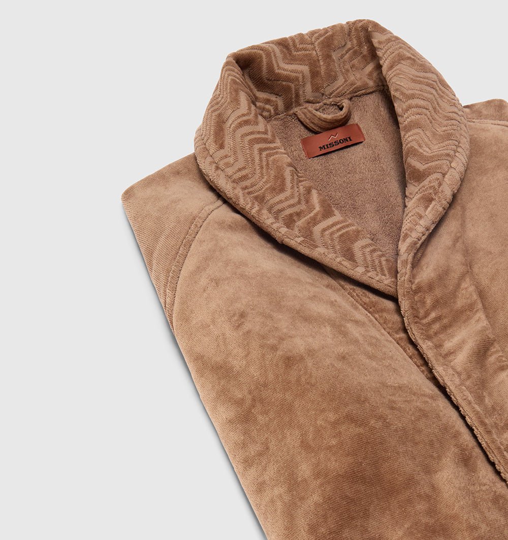 Shawl Collar Velour Bathrobe GIORGIO BEIGE MISSONI HOME - HomeFashion