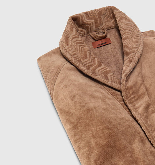 Shawl Collar Velour Bathrobe GIORGIO BEIGE MISSONI HOME - HomeFashion