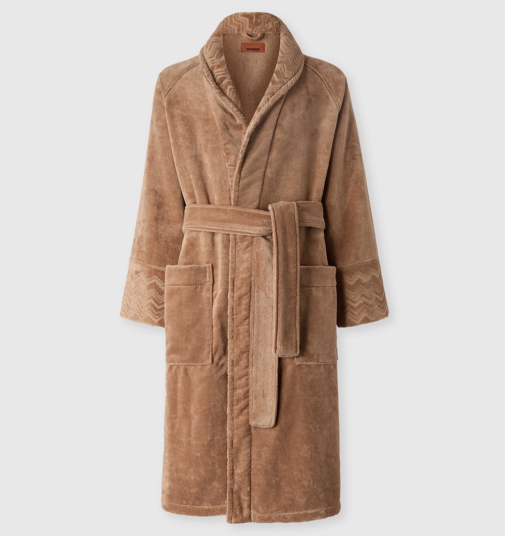 Shawl Collar Velour Bathrobe GIORGIO BEIGE MISSONI HOME - HomeFashion