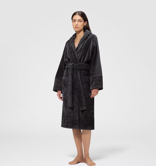 Shawl Collar Velour Bathrobe GIORGIO GREY MISSONI HOME - HomeFashion