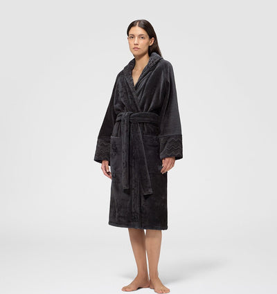 Shawl Collar Velour Bathrobe GIORGIO GREY MISSONI HOME - HomeFashion