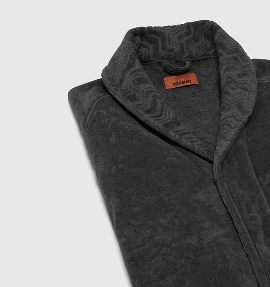 Shawl Collar Velour Bathrobe GIORGIO GREY MISSONI HOME - HomeFashion
