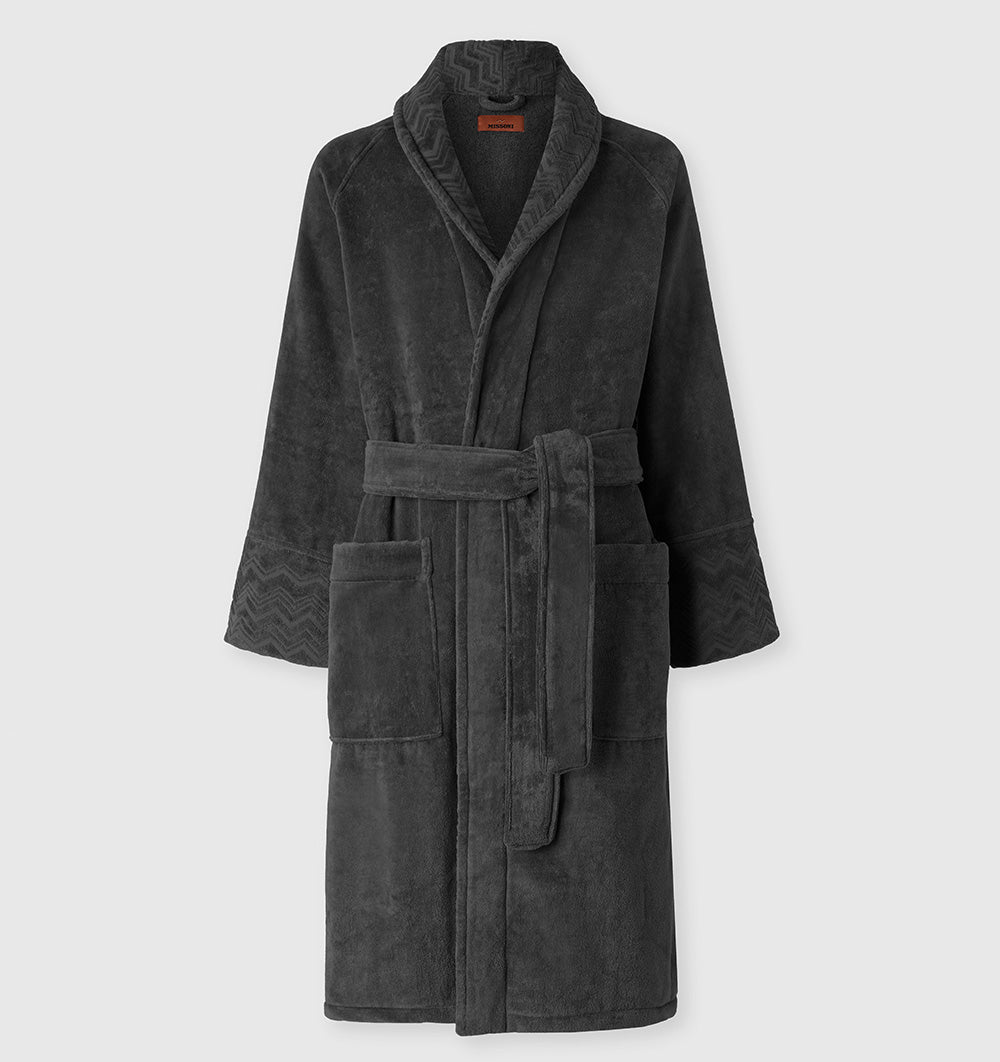 Shawl Collar Velour Bathrobe GIORGIO GREY MISSONI HOME - HomeFashion